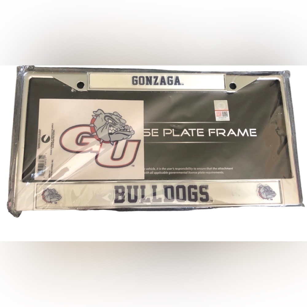GONZAGA BULLDOGS “ZAGS” License Plate Frame University Spokane WA W/Cling Decal